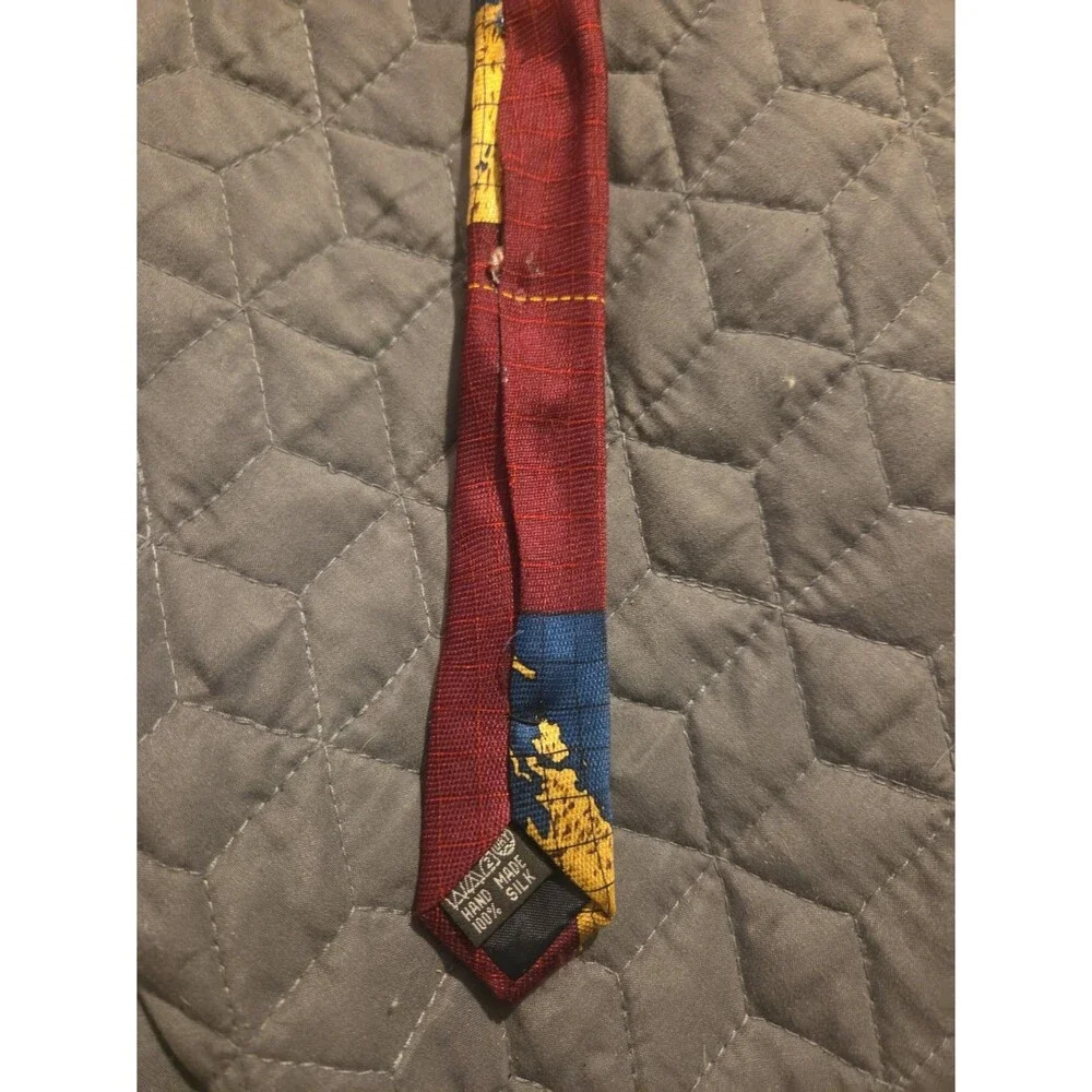 Free Man Apparel Silk Tie World Map Compass Nautical Cartography Novelty Necktie